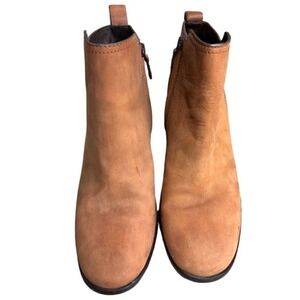 Anthropologie Cole Haan Chesney Brown Zip Up Chunky Heel Ankle Boots  7.5B
